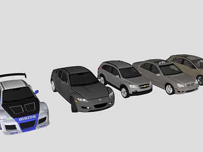 Various Car Models Including Racing Sedan SUV And Different Color Options On 3d model