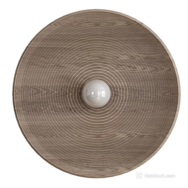 Circular Wooden Wall Decor with Concentric Circle Pattern and Central White Accent 3d model 