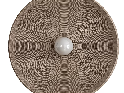Circular Wooden Wall Decor with Concentric Circle Pattern and Central White Accent 3d model