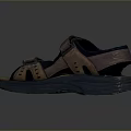 Casual Brown And Blue Sandals With Velcro Straps Breathable Holes Dark Sole