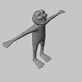 3D Game Character Frog With Green Body Purple Shirt Yellow Shorts And Arms Outstretched