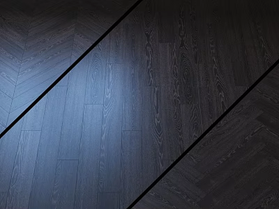 Modern Dark Wood Flooring Components Featuring Herringbone And Straight Plank Patterns 3d model