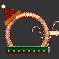 Christmas Photo Spot Featuring Round Frame Red Plaid Hat Candy Canes And Snowflakes