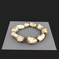 Decorative Stone Ornament Set with Circular Design White Yellow Stones on Gray Base
