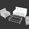 Modern Sofa Coffee Table Set With Wooden Frame And Light Gray Cushions 3d model