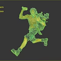 Muscular Shirtless Game Movie Character Running With Straw Hat Backpack And Weapon In Hand