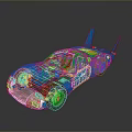 Blue Vintage Race Car With Rear Wing And Number 53 Design