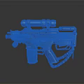Futuristic Sci Fi Weapon With Glowing Blue Purple Accents Metallic Scope And Chain