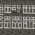 White Window Frames In Various Sizes And Designs For Home Renovation Projects 3d model