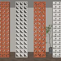 Silent partition hollow brick screen partition wall porch 3d model