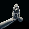 Smooth Praying Hands Sculpture Artistic Carving Detailed Design on Black Background