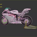 Sleek White Sport Motorcycle With Red Accents On Stand And Reflective Floor