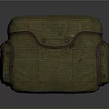 Military Green Canvas Daily Necessities Bag With Worn Texture Multiple Pockets And Metal Buckles