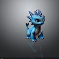 Cute Blue Dragon Character With Spiked Head Purple Belly Finned Tail And Large Round Eyes