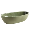 Green Oval Bathtub With Smooth Glossy Surface And Simple Design