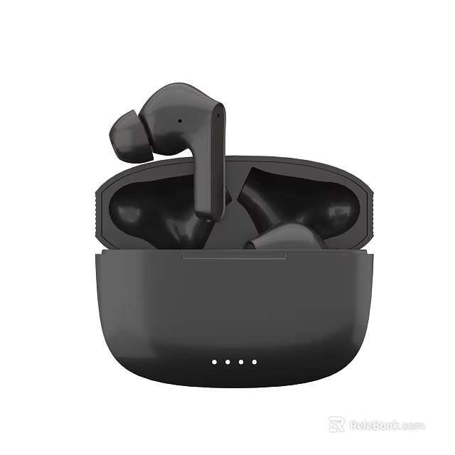 Black Wireless Earbuds With Charging Case And Indicator Lights Design 3d model 