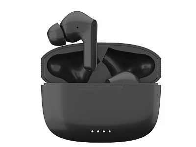 Black Wireless Earbuds With Charging Case And Indicator Lights Design 3d model