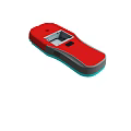 Red Handheld Device With Gray Blue Accents And Slot For Digital Use