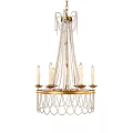 Elegant Golden Frame Chandelier With Crystal Beads And Candle Shaped Lights