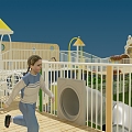 Modern playground kindergarten outdoor 3d model