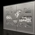 Modern Background Wall with Midtown International Text Map Graphics and District Information