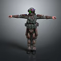 Man In Military Camouflage Uniform With Helmet And Goggles Standing With Arms Outstretched