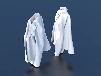 White Long Sleeve Clothes With Bow Tie Design Displayed On Blue Background 3d model