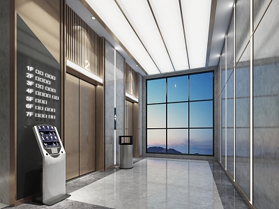 Office building elevator room 3d model