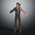 Archer Adventurer In Blue Shirt Brown Pants With Wolf Creature Companion