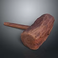 Rustic Handcrafted Wooden Mallet Weapon With Natural Texture And Long Handle