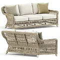 Outdoor Rattan Three Seater Sofa With Comfortable Neutral Cushions For Patio Furniture Design