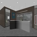 Modern Post Station Interior With White Reception Desk Wooden Walls Marble Backdrop And Hanging Lights