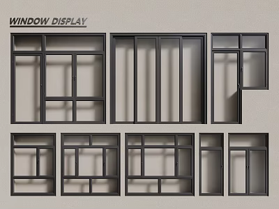 Casement Window Display Featuring Various Modern Frame Designs And Different Styles 3d model