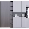 Modern Entryway Cabinet Side Cabinet With Display Shelves Storage Space Gray Finish