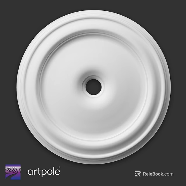 White Round Decorative Ceiling Component with Central Hole and Smooth Surface 3d model 