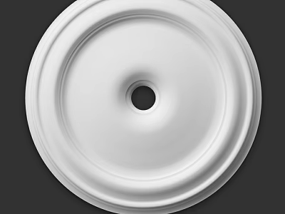 White Round Decorative Ceiling Component with Central Hole and Smooth Surface 3d model