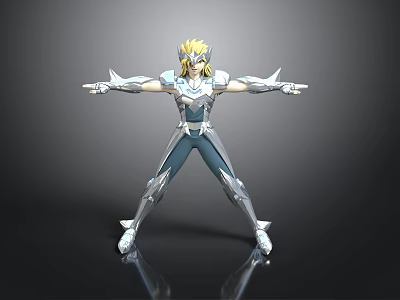 Male Warrior Figure in Silver Armor with Golden Hair Standing Dynamic Pose 3D Render 3d model