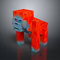 Pixel Style Gorilla Creature With Red Orange Body And Blue Accents