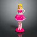 Blonde Hair Princess Doll Wearing Pink Dress With Crown And Pink Boots On Pink Base