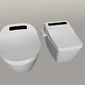 Two Modern Smart Toilets With Digital Display And Sleek White Design 3d model