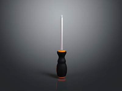 Black And Orange Handle Screwdriver With Silver Metal Shaft Ergonomic Grip Hand Tool 3d model