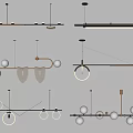 Modern Pendant Lighting Combinations With Linear Spherical And Circular Shapes For Interior Design 3d model