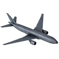 777 Commercial Airliner in Blue and White with Wings Engines and Tail Design