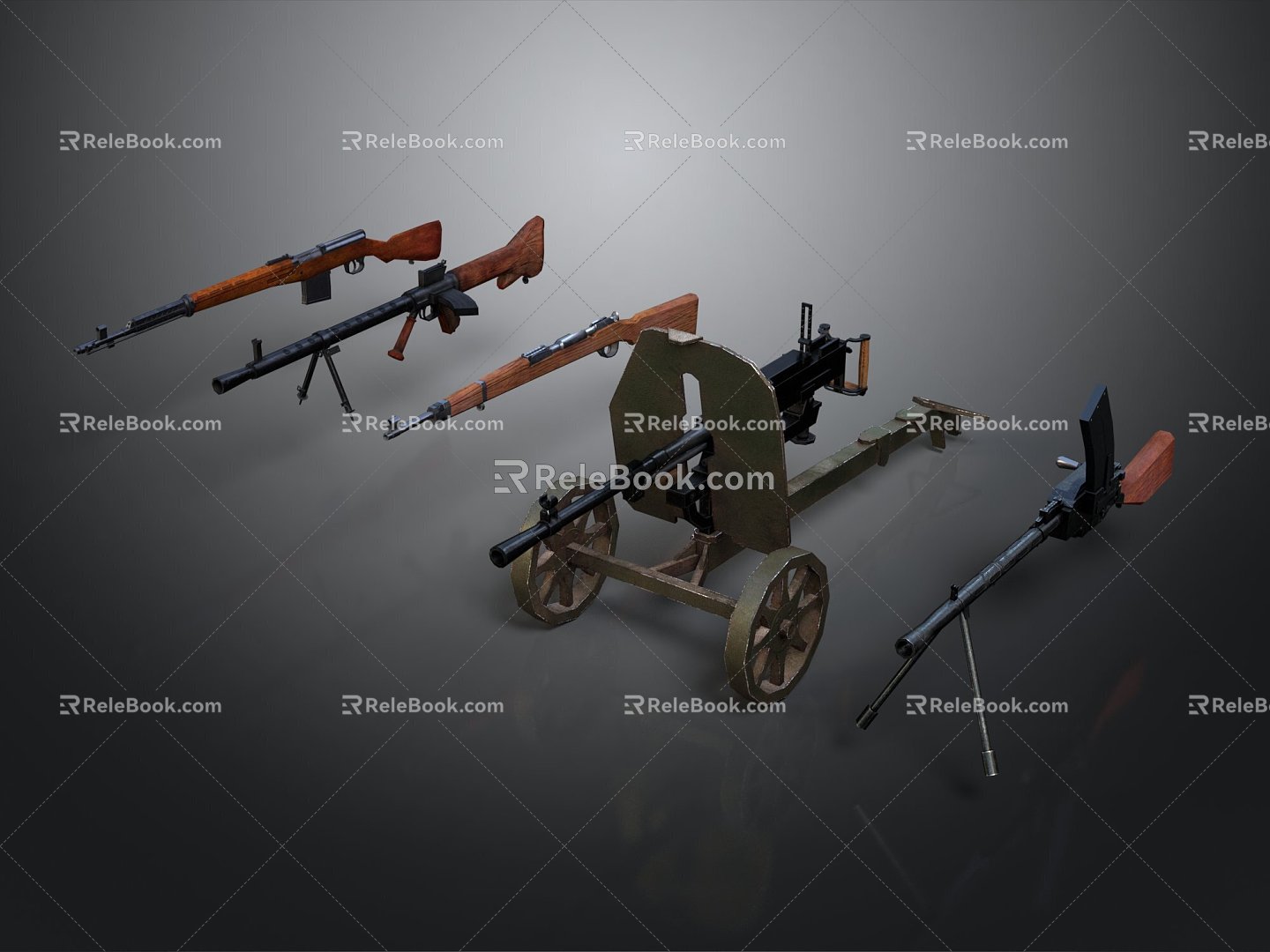 World War I weapons World War II weapons vintage weapons rifle semi-automatic rifle combat rifle campaign rifle 3d model