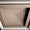 Elegant Layered Square Ceiling Design With Wooden Texture And Decorative Borders