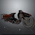 Space and Aerospace Themed Futuristic Motorcycle with Red Black Silver Sci Fi Style