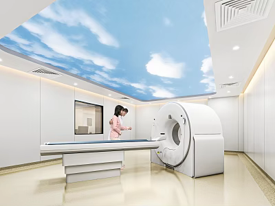 Hospital Outpatient Clinic Interior With CT Scanner And Sky Ceiling 3d model