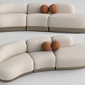 Modern Multiplayer Sofa Curved Sofa 3d model