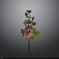 Elegant Pink Floral Arrangement With Green Leaves And Decorative Stem Design