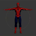 Spider Man Superhero Character in Red and Blue Costume Standing with Arms Outstretched